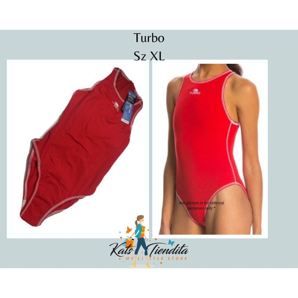 Turbo Comfort Woman Waterpolo Suit Size XL Red White Stitching Back Zip NWT